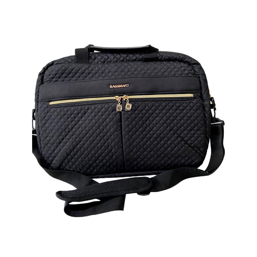 Bagsmart Quilted Laptop Bag With Shoulder Strap & Dual Zipper Closure